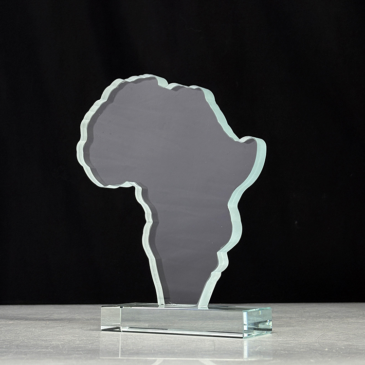 Water Cutting Africa Shape Jade Glass Crystal Trophy MH-J0584