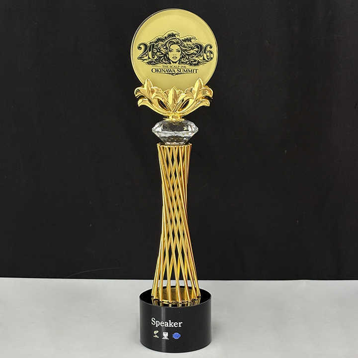 Gold Metal with Round Crystal Trophy Awards MH-LJ0654