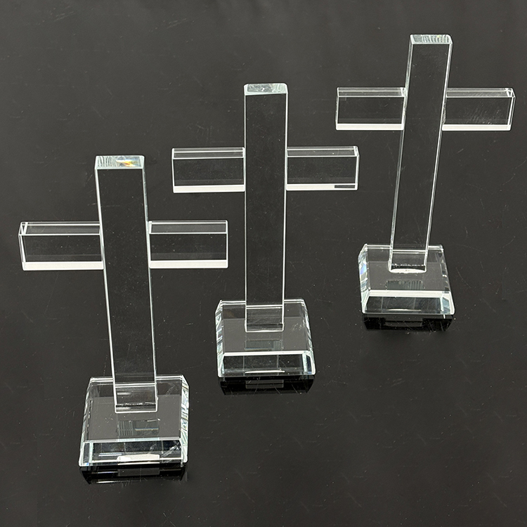 9x15.5cm Clear Crystal Glass Standing Cross MH-15560