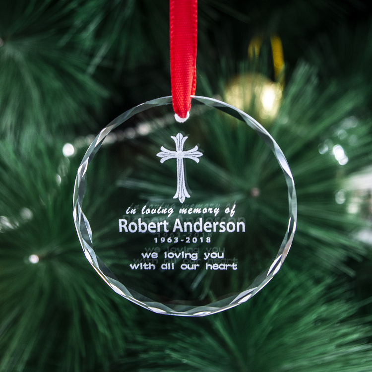 Factory Wholesale Personalised Custom K9 Hanging Crystal Glass Christmas Decoration Ornaments with Name Customized