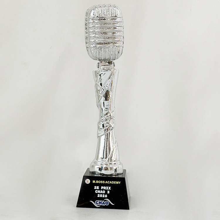 Gold Silver Bronze Resin Microphone Music Awards Crystal Trophy Award MH-LJ0748
