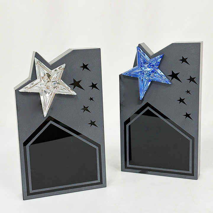 Black Crystal with Blue Mirror Star Crystal Trophy Awards MH-MJ0737