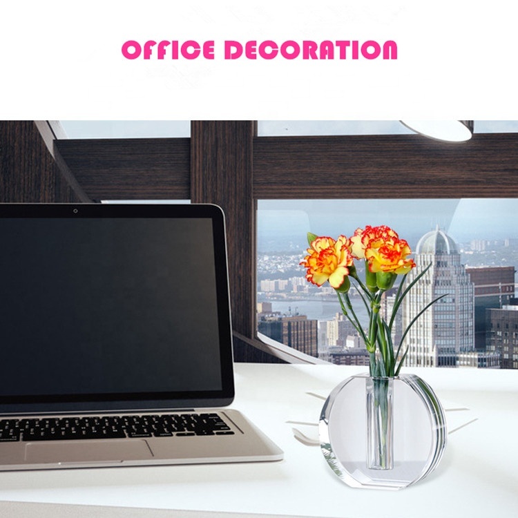 Wholesale Simple Transparent Home Tabletop Decoration Mini Clear Crystal Glass Single Flower Vase