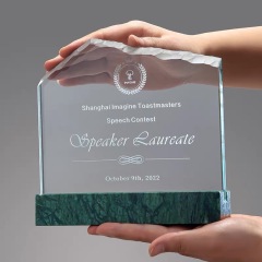 Clear with green marble