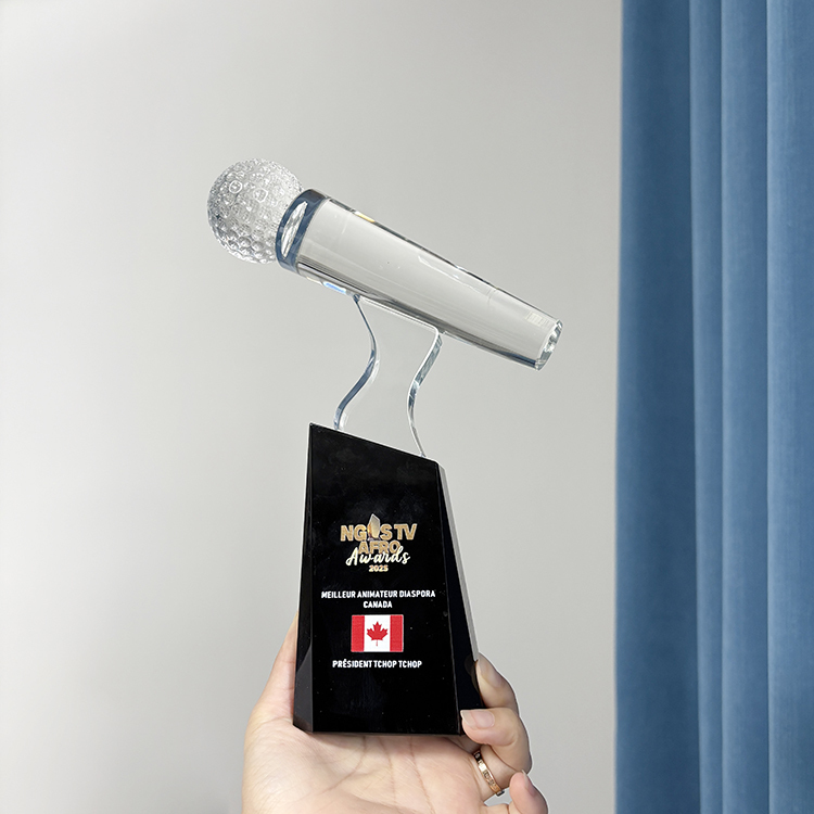 Personalized Crystal Microphone Trophy Awards with Black Base MH-LJ0750
