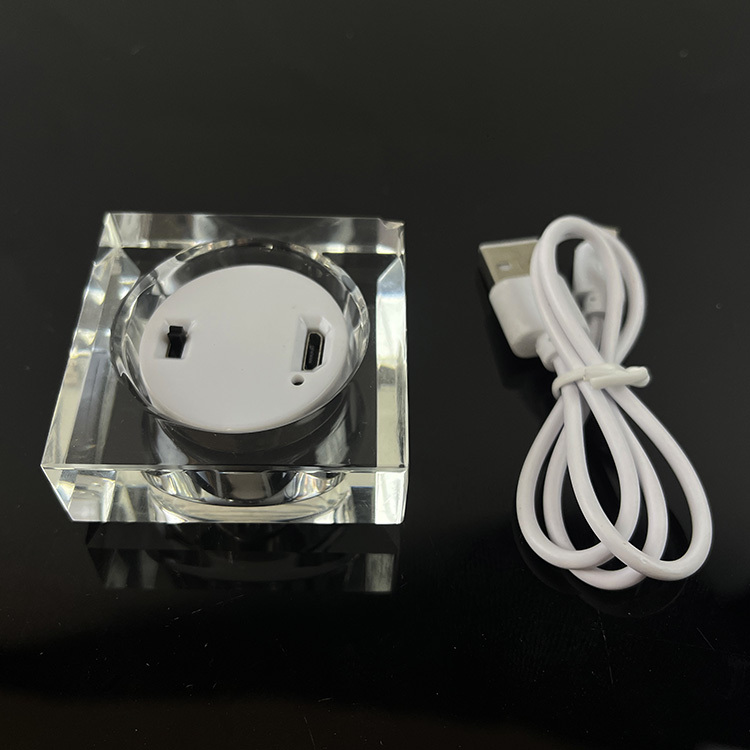 Rechargeable Clear Crystal square Base Led Light Base for Ball or Globe MH-Q0249