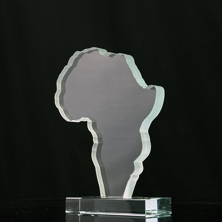 Water Cutting Africa Shape Jade Glass Crystal Trophy MH-J0584