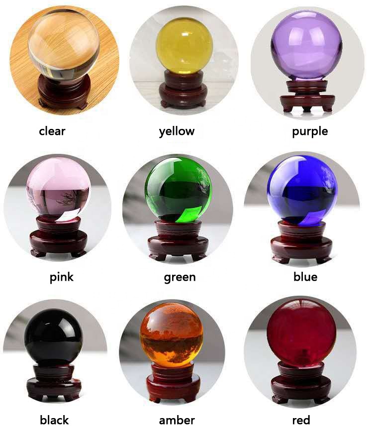 Colorful 40MM 60MM 80MM 100MM 200MM 300MM Pure K9 Crystal Glass Balls Seven Color Crystal Ball