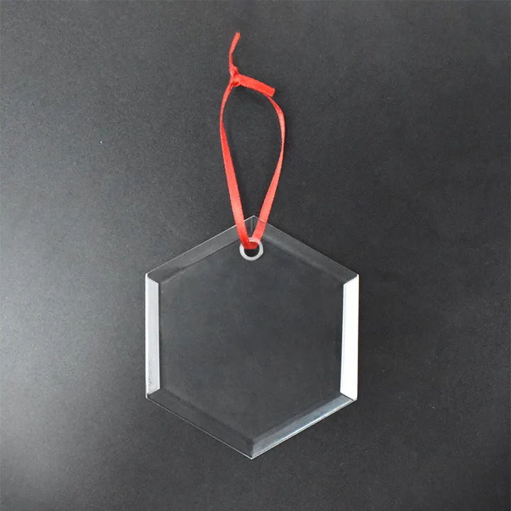 2025 Guangzhou Cheap Wholesale Crystal Glass Hexagon 3inch Blank Hanging Decoration Personalized Pendant Christmas Ornaments
