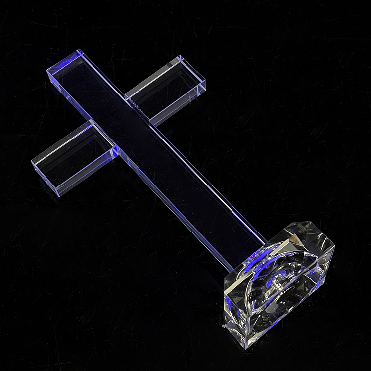Christ Led Light up Glass Standing Cross with Light Base MH-15561