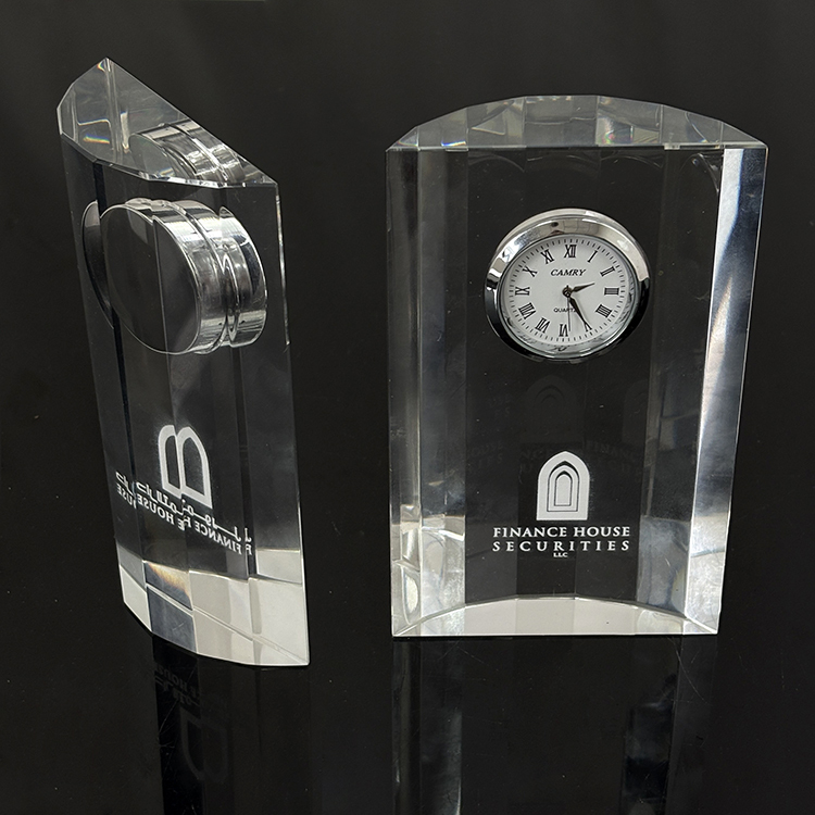 Personalized Engraved Mantel Crystal Desk Clock MH-C0224