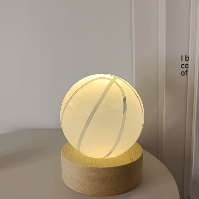 Small Night Light Basketball Football with Wooden Led Light Base MH-Q0265