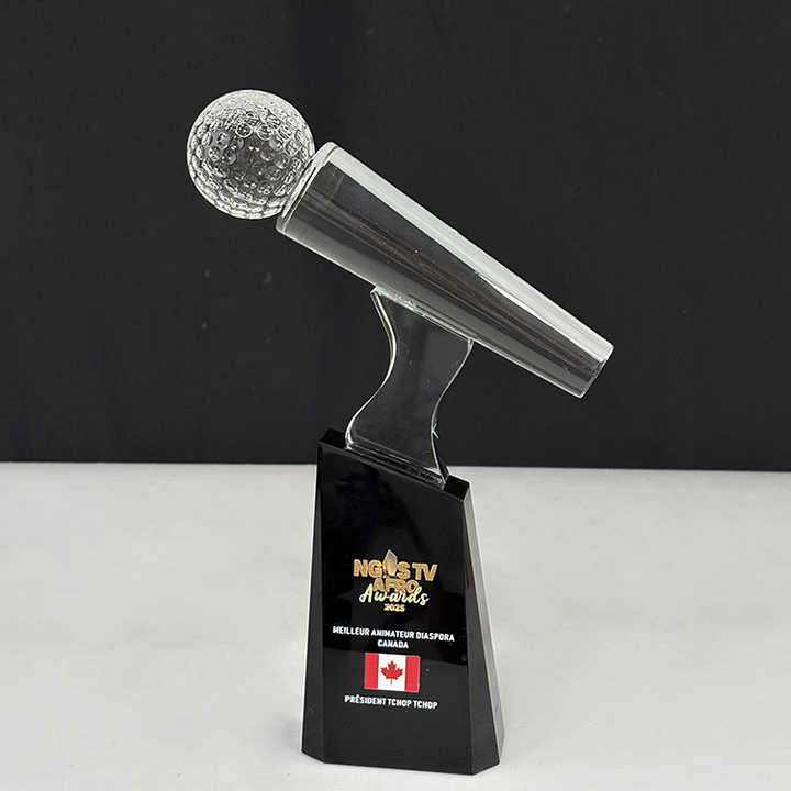 Personalized Crystal Microphone Trophy Awards with Black Base MH-LJ0750