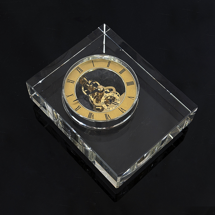 Optical Rectangle Glass Crystal Desk Clock