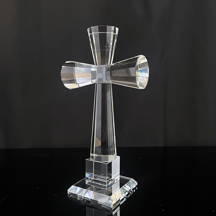 10x18.5cm Clear Crystal Glass Standing Cross MH-15556