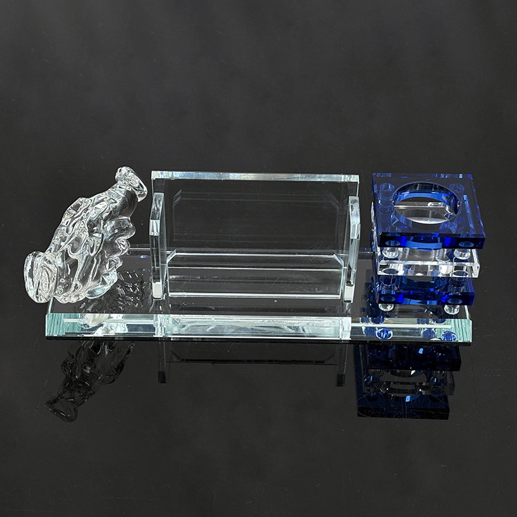 Multi-functional Three in One Crystal Pen Holder with Handshake Card Holder Office Business Gifts MH-B0398