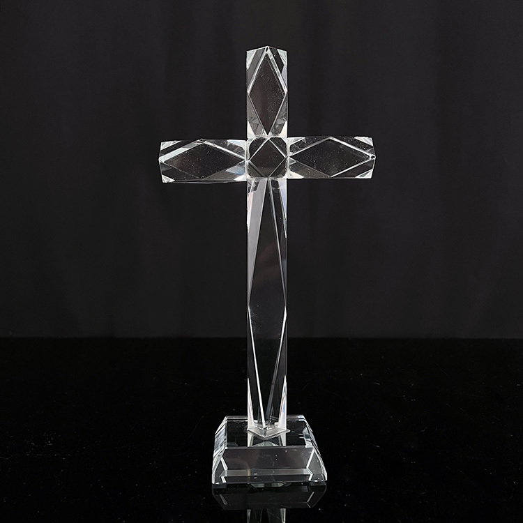 Clear Glass Standing Crystal Cross MH-15547