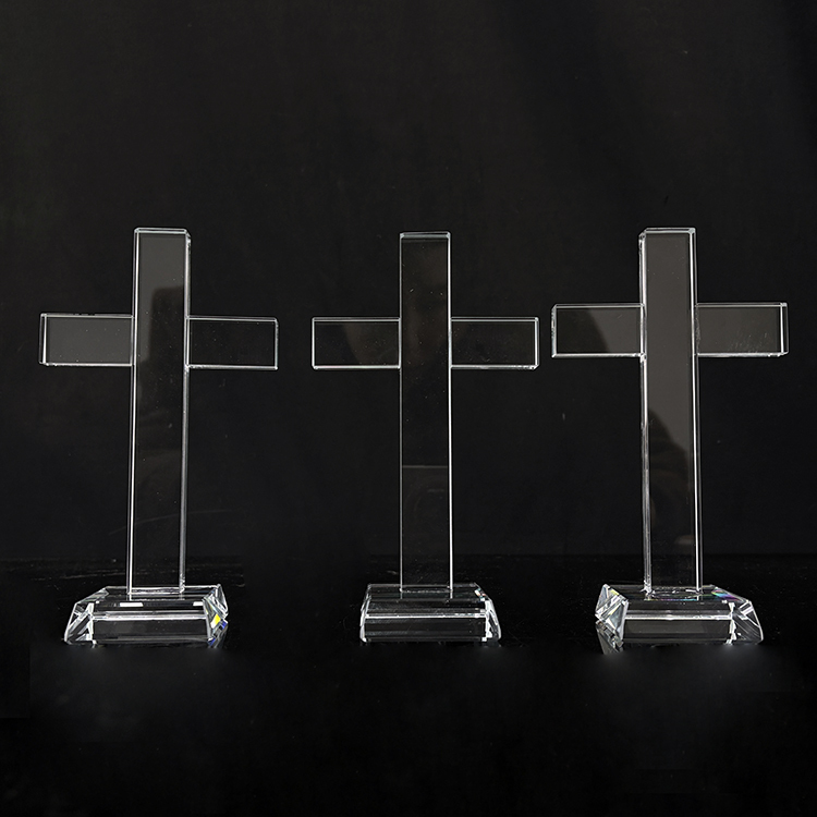 9x15.5cm Clear Crystal Glass Standing Cross MH-15560
