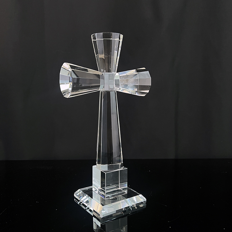 10x18.5cm Clear Crystal Glass Standing Cross MH-15556