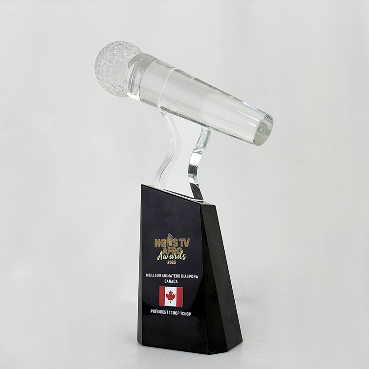 Personalized Crystal Microphone Trophy Awards with Black Base MH-LJ0750