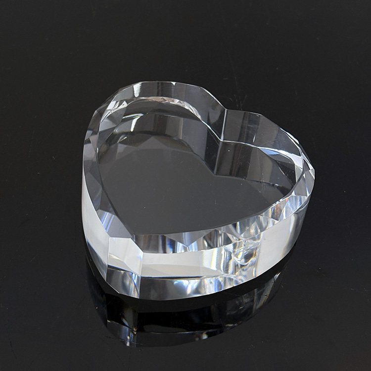 Blank Diamond Cut Crystal Heart Paperweight for 3d Laser or 2d Laser MH-F0637