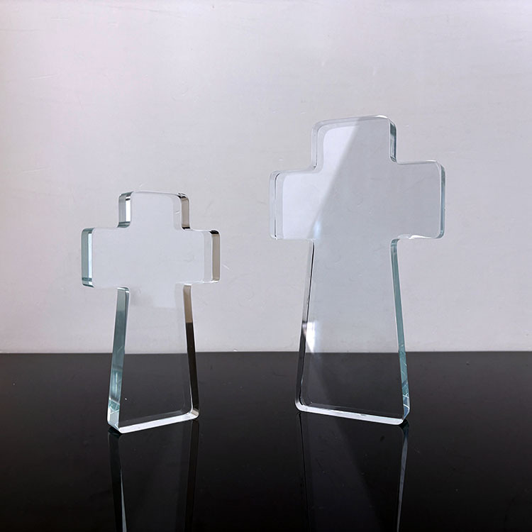 15cm 20cm Height Clear Crystal Glass Standing Cross MH-15559