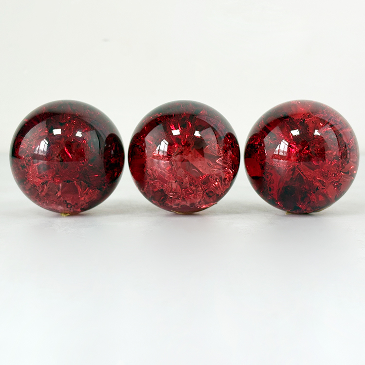 Red Color Glass Crystal Ice Cracked Ball Sphere MH-Q0293