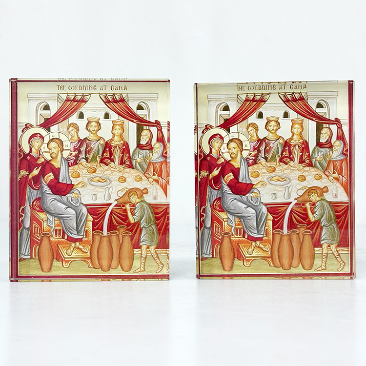 Personalized Holy Family rectangle Shape Glass Crystal Paperweight MH-F0671