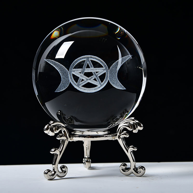 Laser Crystal Ball  Sphere with Metal Stand MH-Q0248