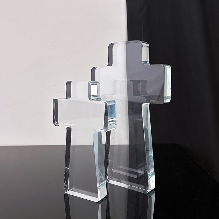 15cm 20cm Height Clear Crystal Glass Standing Cross MH-15559