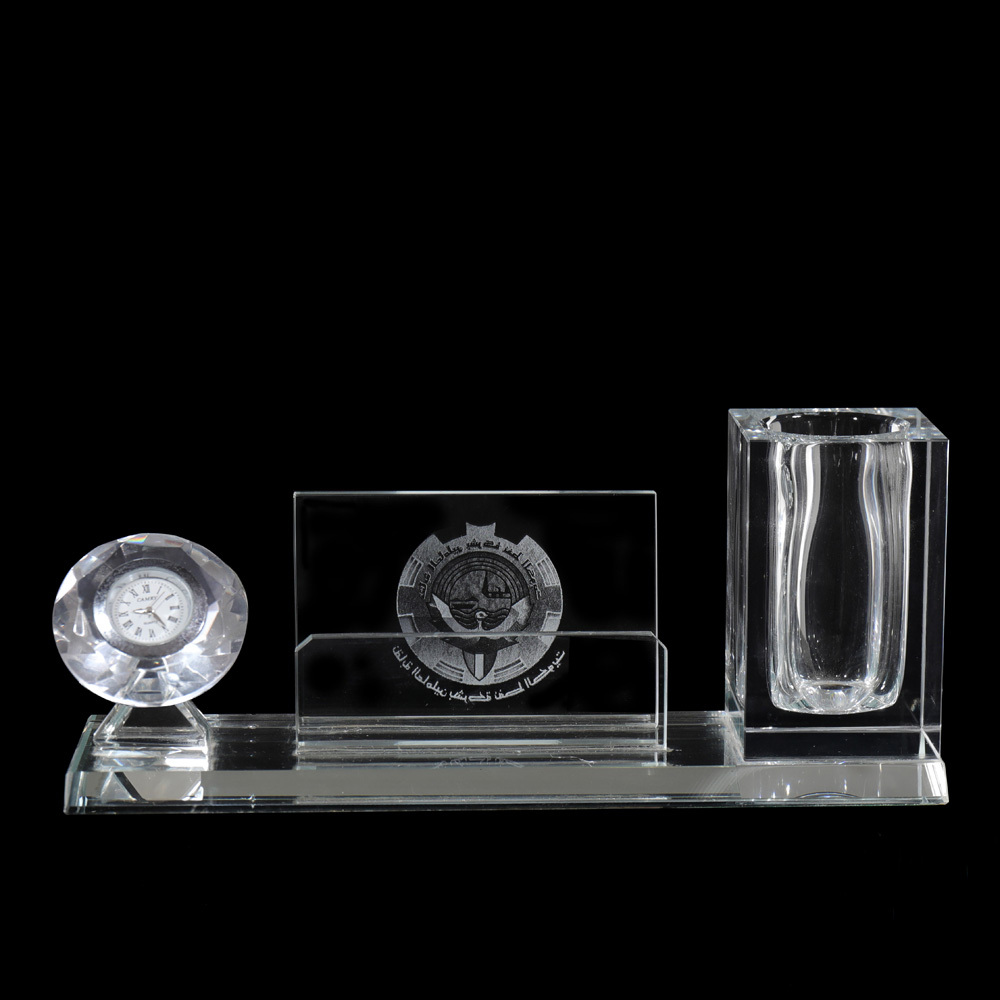 Multi-functional Three in One K9 Crystal Electronic Clock Pen Holder with Office Business Gifts MH-B0376