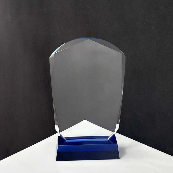Blank Rectangle Crystal Trophy with Blue Base MH-J0733