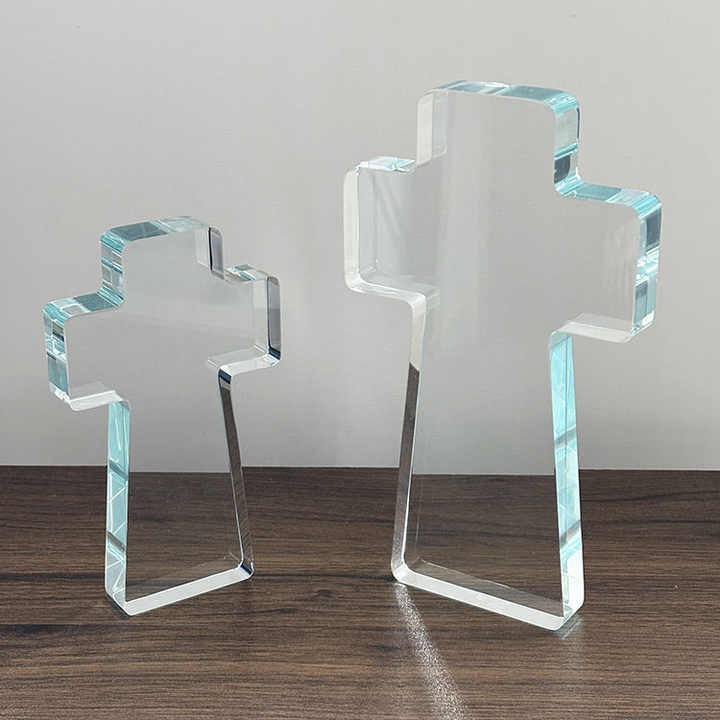 15cm 20cm Height Clear Crystal Glass Standing Cross MH-15559