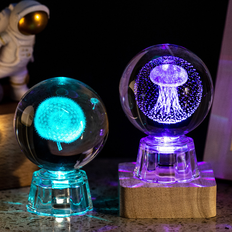 Light up Crystal Laser Dannelion Ball with Crystal Led Light Base MH-Q0264