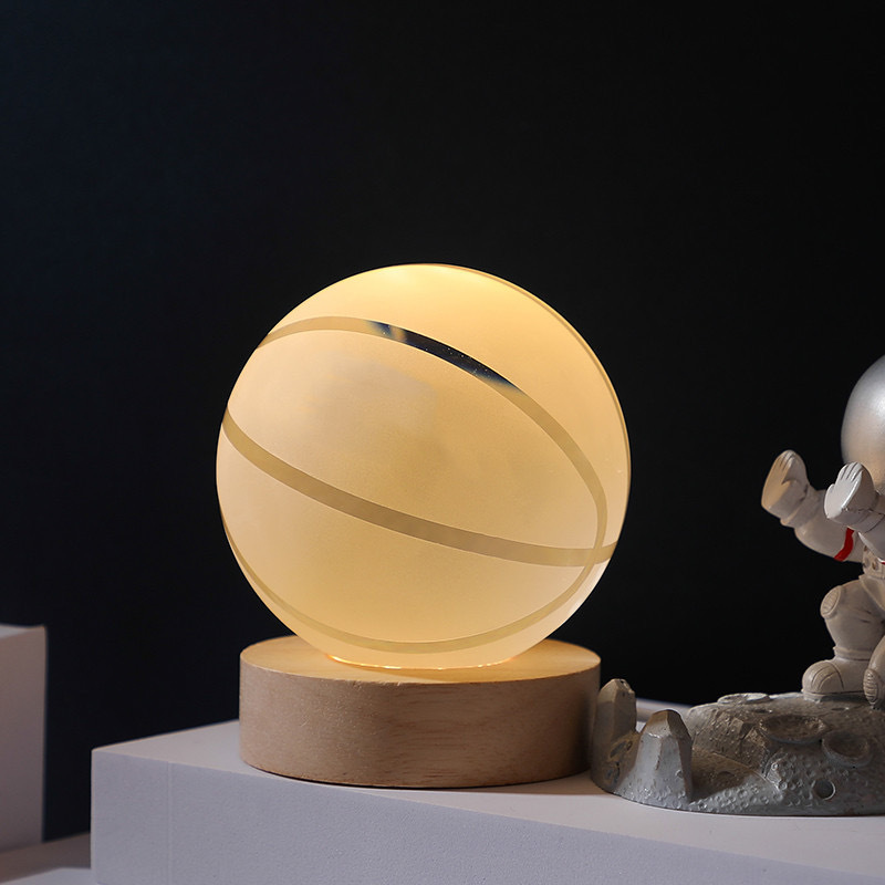 Small Night Light Basketball Football with Wooden Led Light Base MH-Q0265