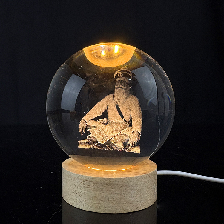 Custom Golden Temple Crystal Ball 3D Laser Engraved Religious Night Light Glass Ball Decor Souvenir Gifts MH-Q0295