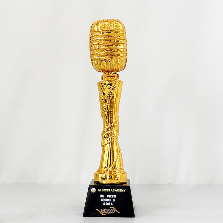 Gold Silver Bronze Resin Microphone Music Awards Crystal Trophy Award MH-LJ0748
