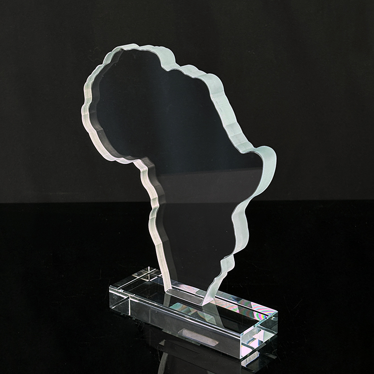 Water Cutting Africa Shape Jade Glass Crystal Trophy MH-J0584
