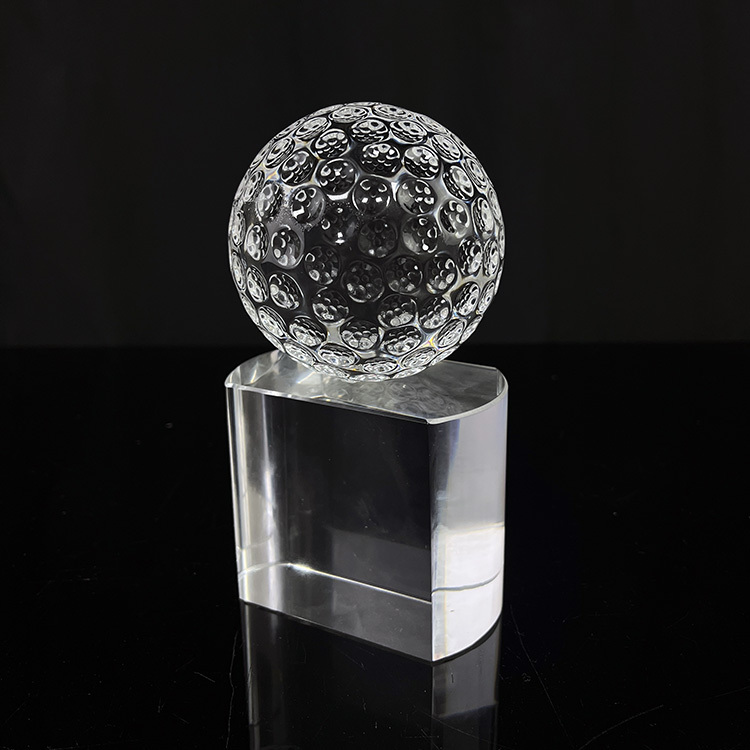 Crystal Glass Golf Ball Paperweight with Base MH-Q0270