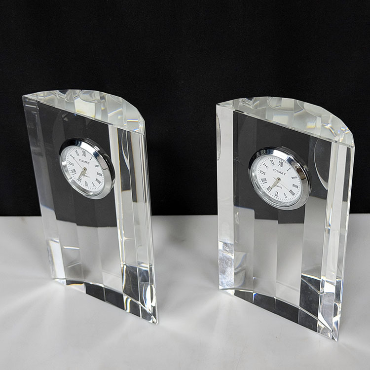 Wholesale Custom Engraving Crystal Arch Shape Crystal Desk Clock Crafts MH-BZ0159