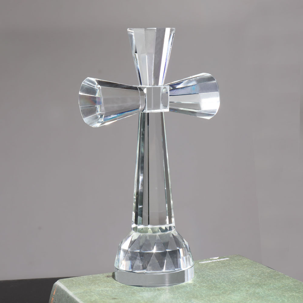 Clear Crystal Glass Standing Cross MH-15550