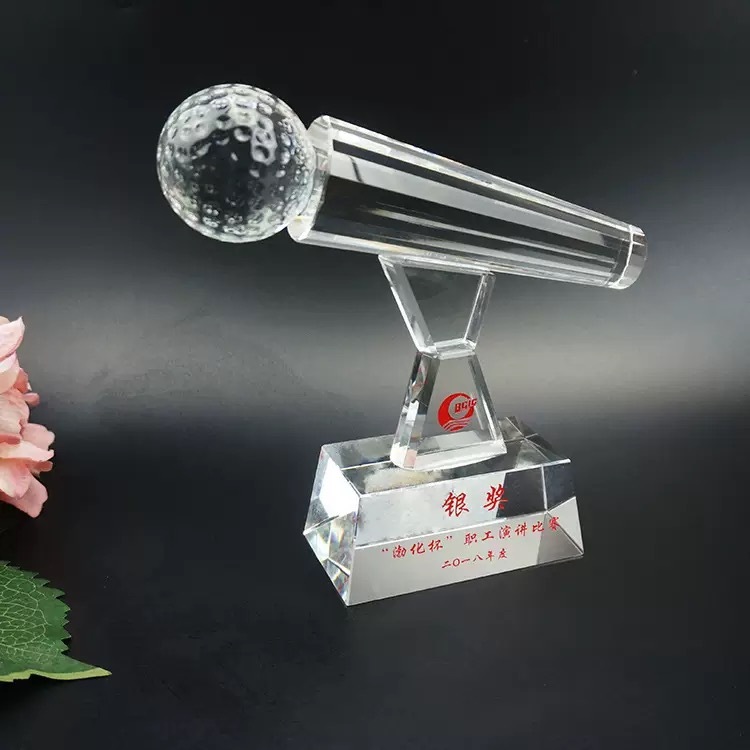 Personalized Crystal Microphone Trophy Awards MH-FJ0043