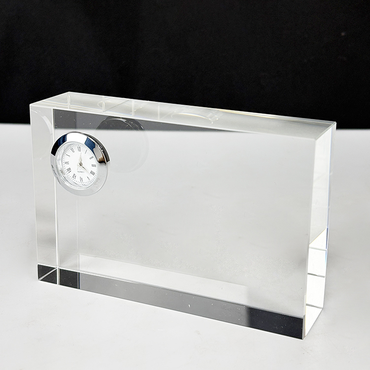 Optical Rectangle Glass Crystal Desk Clock MH-C0219