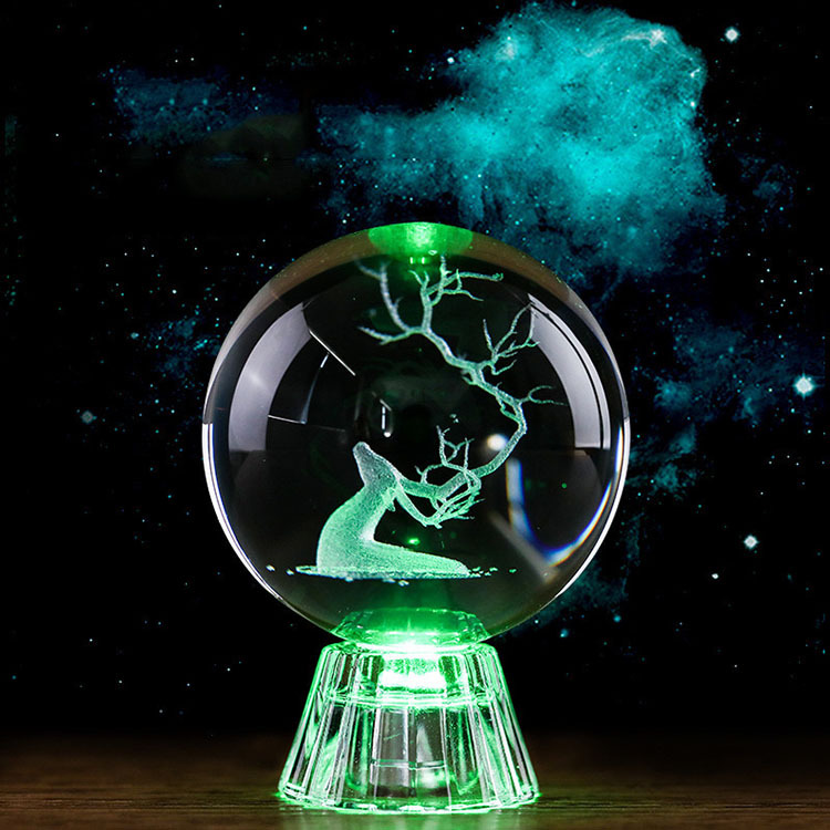 Light up Crystal Laser Dannelion Ball with Crystal Led Light Base MH-Q0264