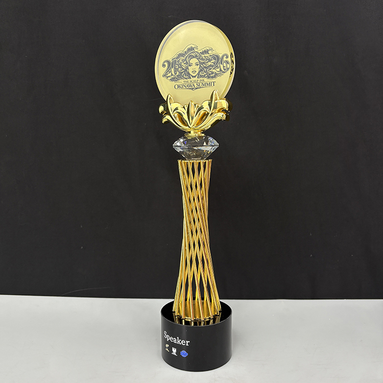 Gold Metal with Round Crystal Trophy Awards MH-LJ0654