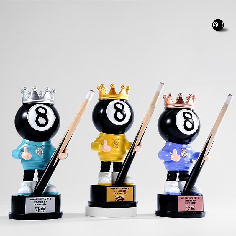 Custom Black Eight Figurine Trophy Eco-friendly Resin Trophy for Billiard Events