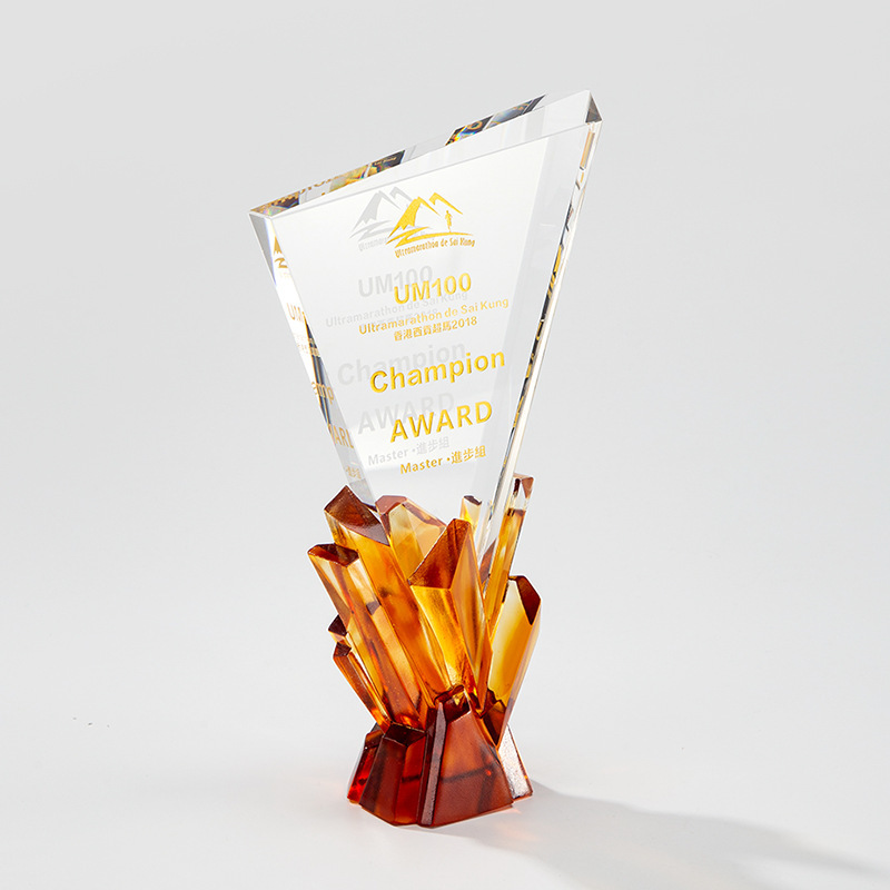 Customizable Creative Glass Crystal Trophies Enterprise's Outstanding Employees Annual Meeting Award Other Crystal Crafts