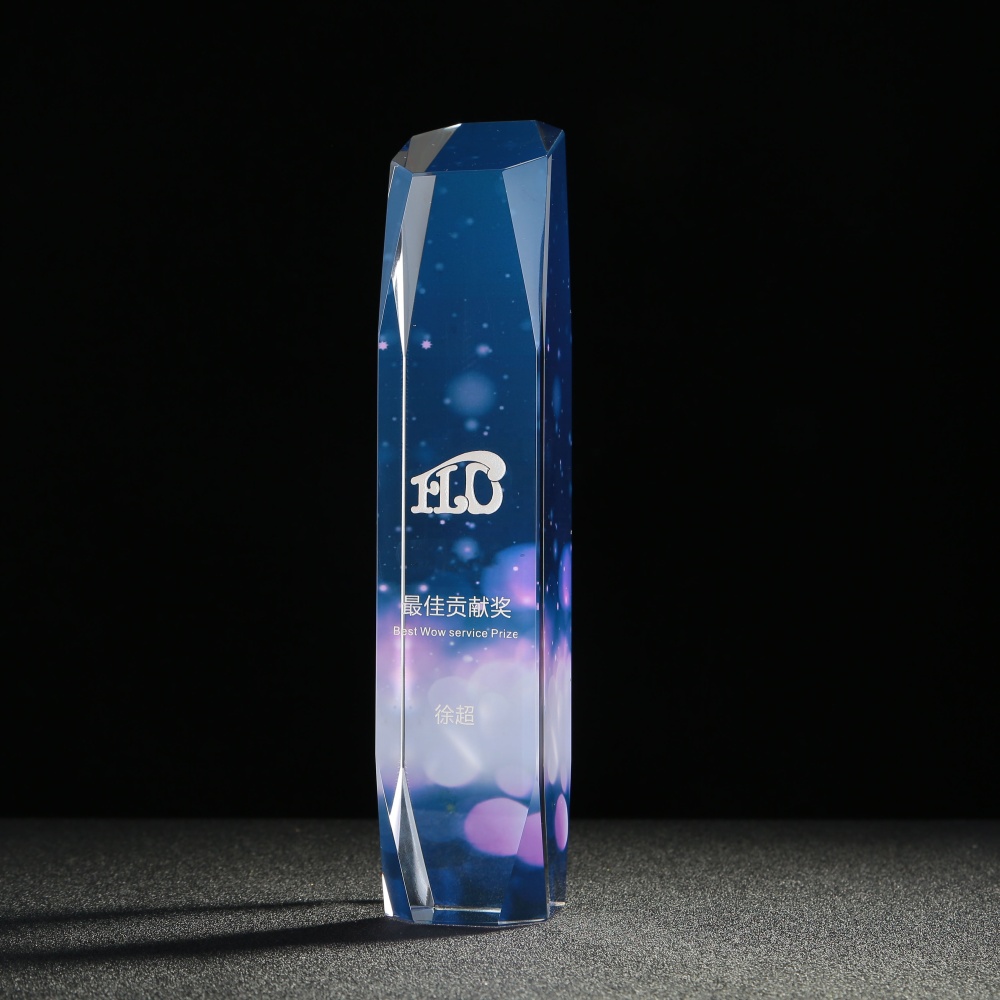 Manufacturer Professional K9 Crystal Material High Quality Custom Color Printing Crystal Award Glass Trophy