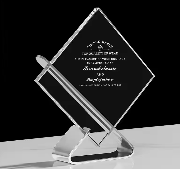 Gold Silver Copper Metal Crystal Awards Laser Engraved Personalized Glass Trophies and Awards