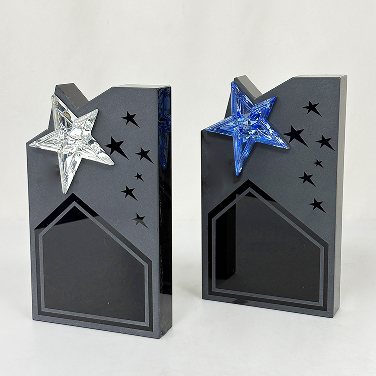 Black Crystal with Blue Mirror Star Crystal Trophy Awards MH-MJ0737